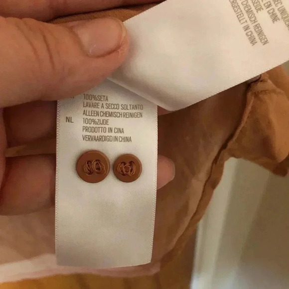 Fossil neutral striped Crew Neck silk blouse Fall Blouse classic preppy timeless - Picture 12 of 12